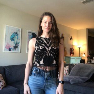 Tart South Moon Under Fringe Crop Top